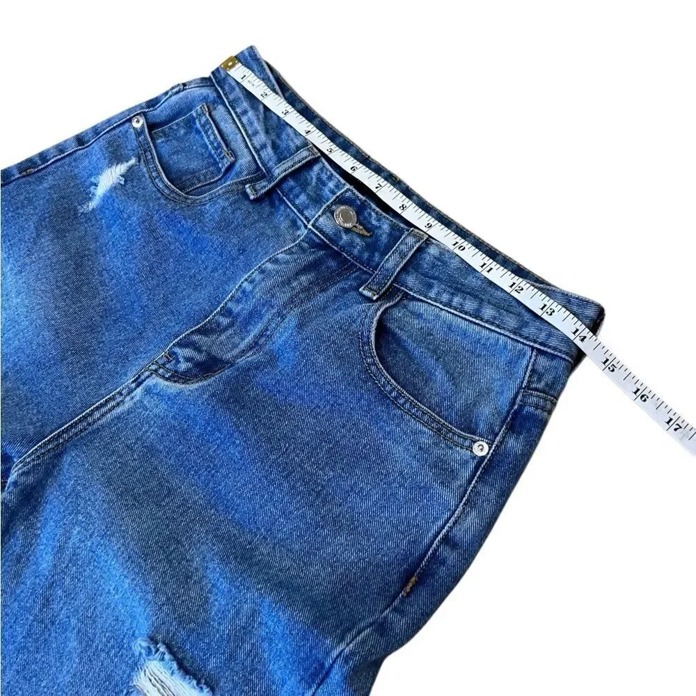 PRETTYLITTLETHING RIPPED LONG LEG STRAIGHT JEANS UK Size 10 US Size 6/28